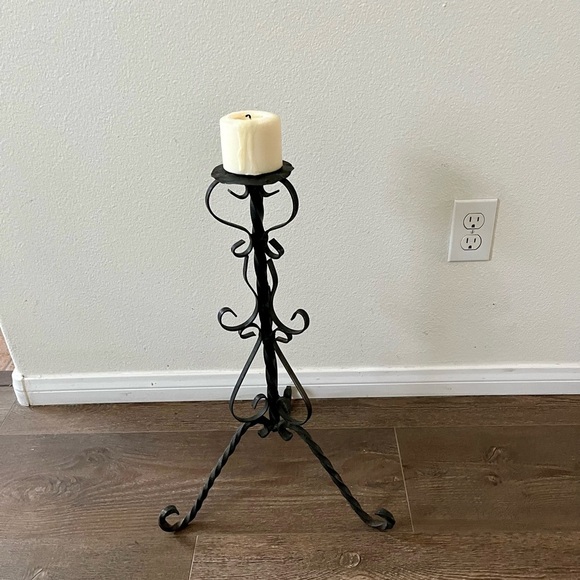 Antique Iron Candle Holder 22 Inches High - Picture 2 of 11
